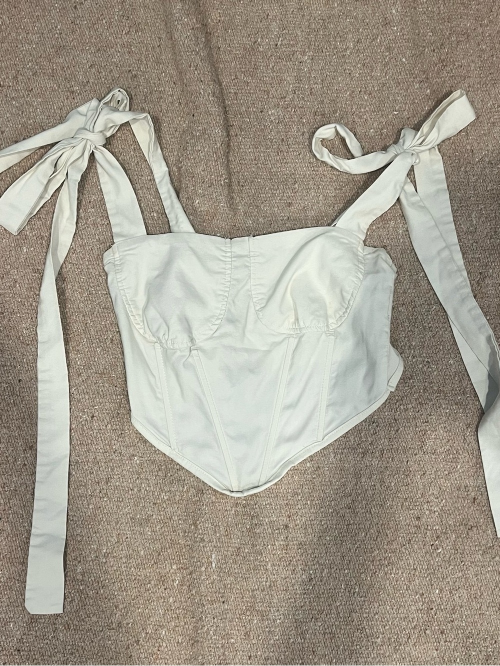 White Tie-Shoulder Corset Top